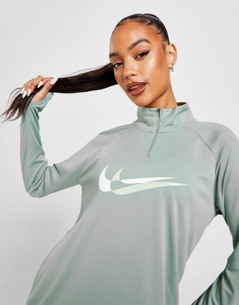 Dámska mikina NIKE MIKINA RUNNING SWOOSH 1/4 ZIP TOP DD6841357 Zelená