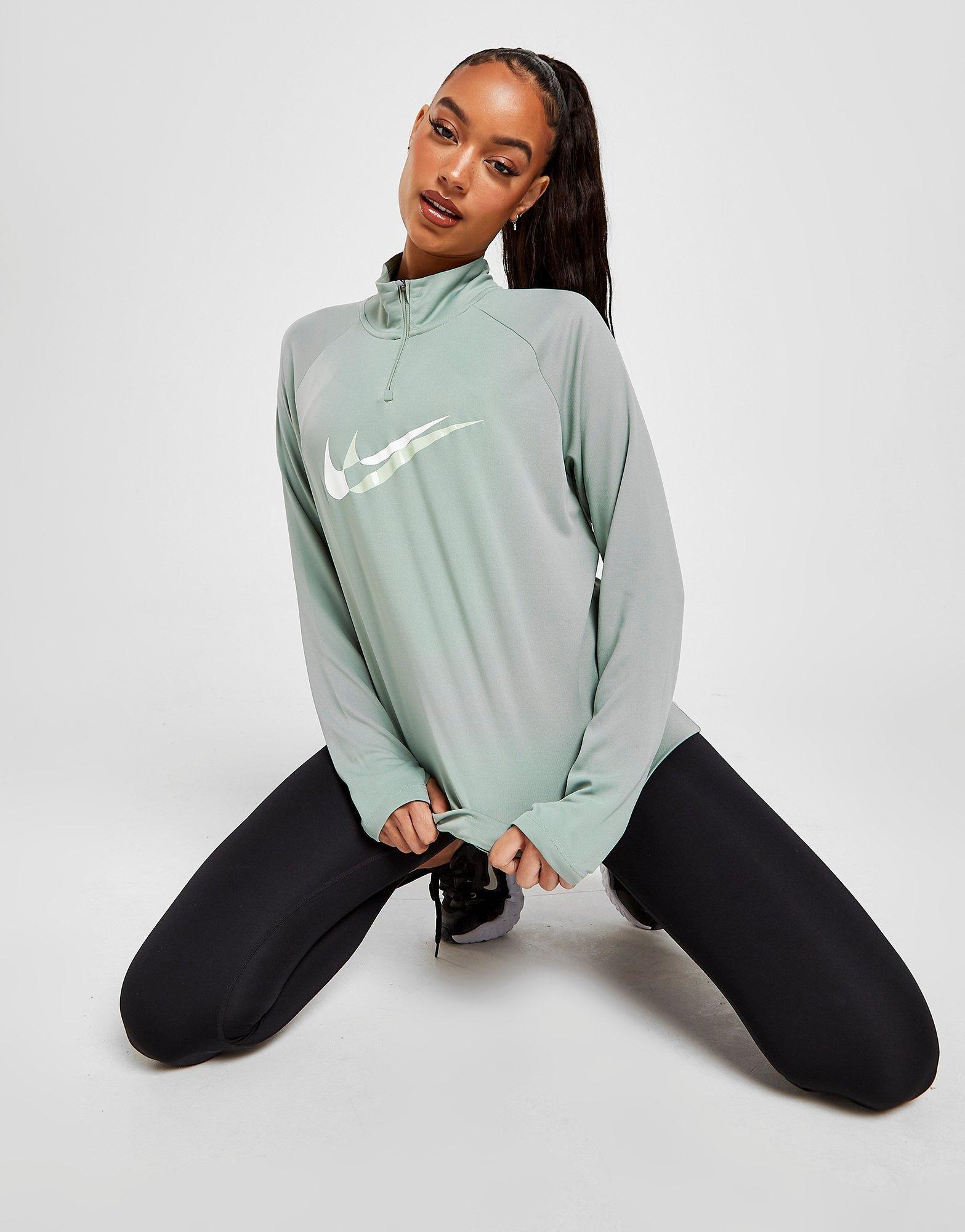 Dámska mikina NIKE MIKINA RUNNING SWOOSH 1/4 ZIP TOP DD6841357 Zelená