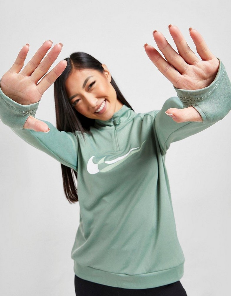 Bluza damska NIKE BLUZA RUNNING SWOOSH 1/4 ZIP TOP DD6841357 Zielony