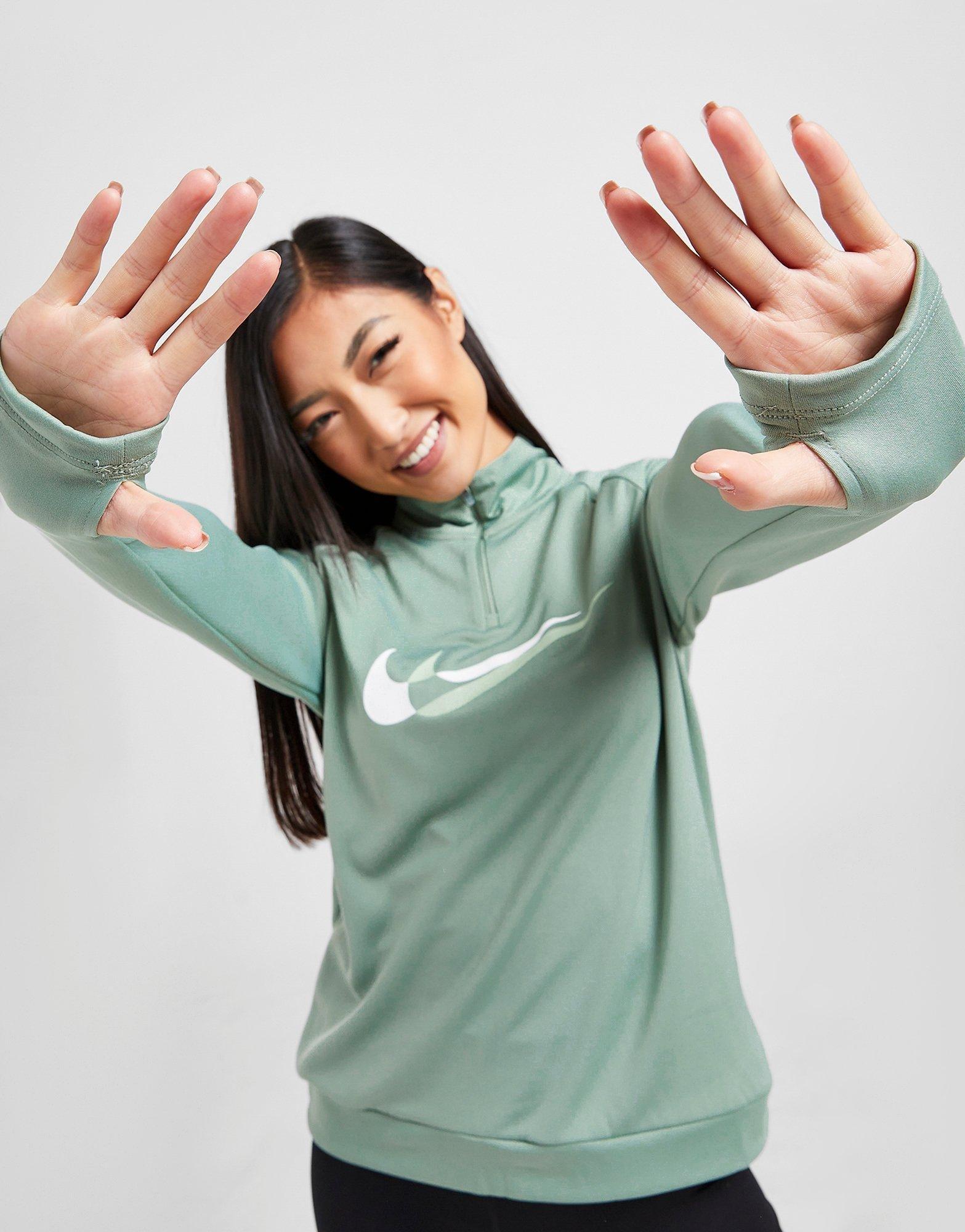 Dámska mikina NIKE MIKINA RUNNING SWOOSH 1/4 ZIP TOP DD6841357 Zelená