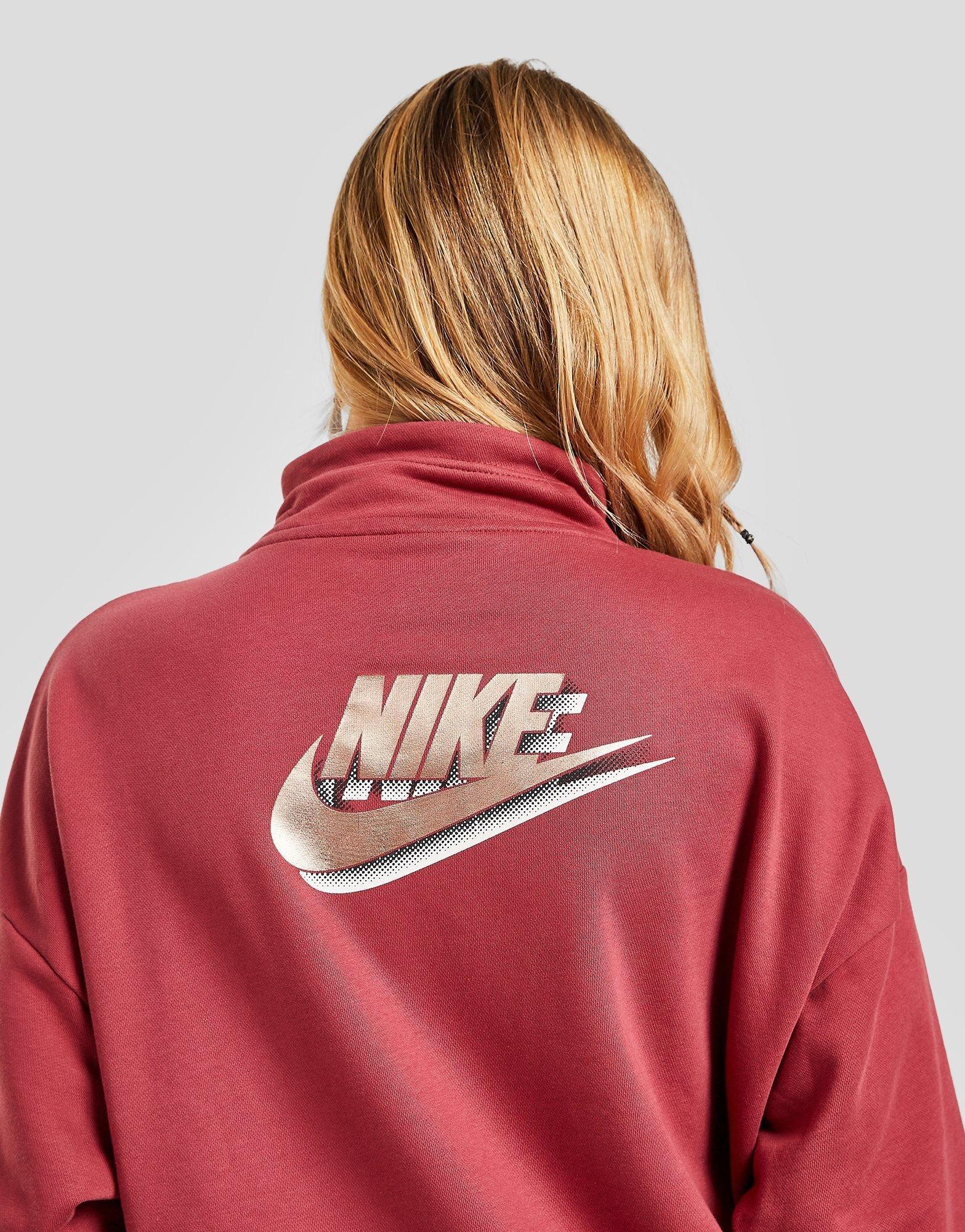 Bluză pentru femei NIKE BLUZĂ CU GLUGĂ 1/4 ZIP FLEECE PULLOVER DO2552-661 Maro