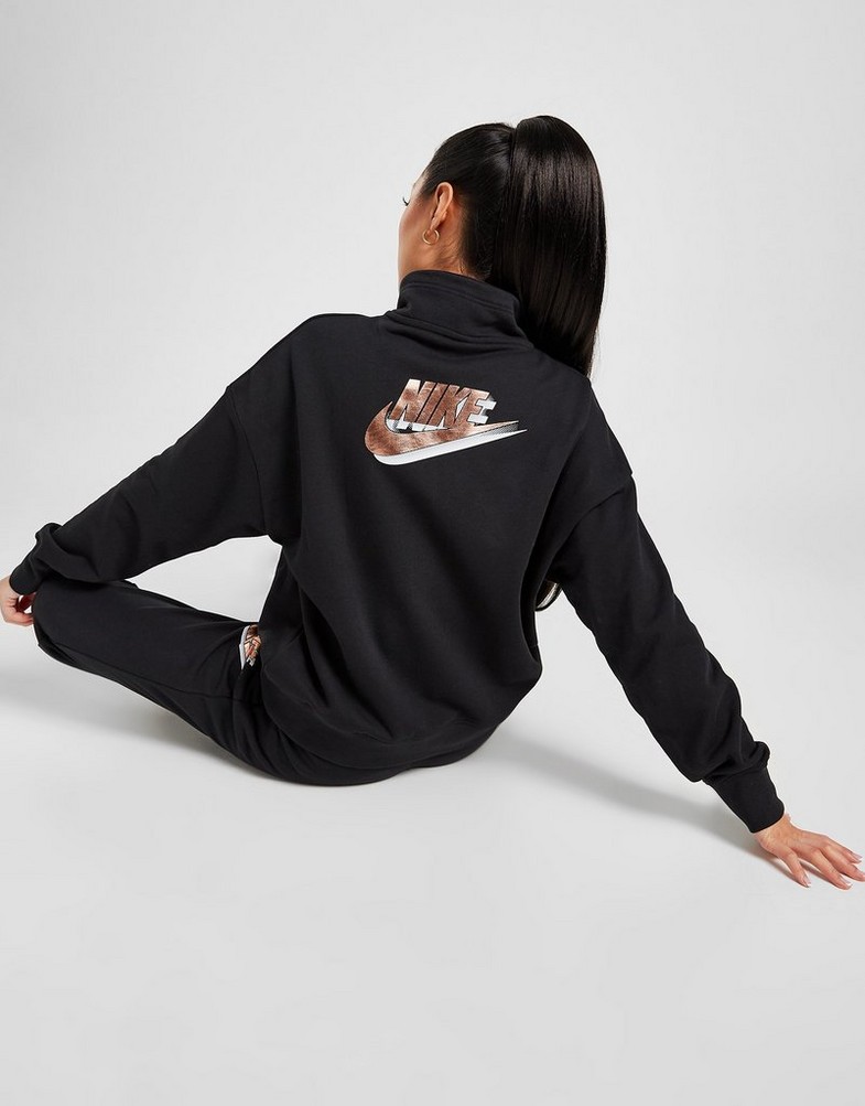 Bluza damska NIKE BLUZA Z KAPTUREM DOUBLE FUTURA 1/4 ZIP FLEECE DO2552-010 Czarny