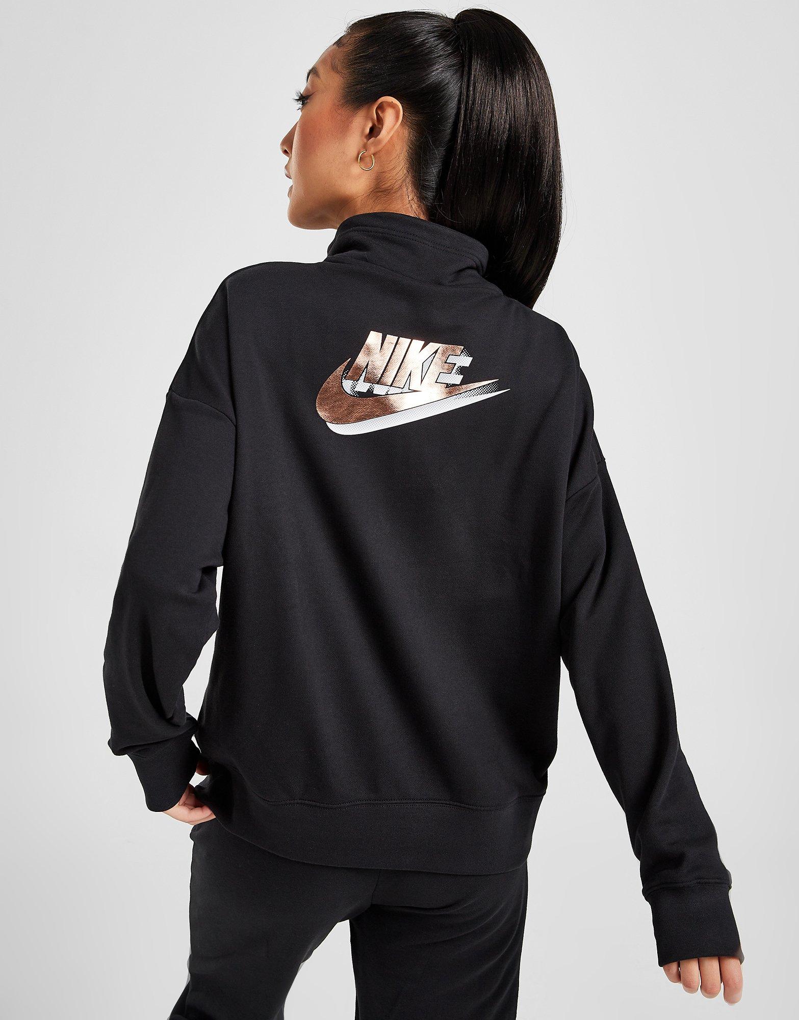 Bluză pentru femei NIKE BLUZĂ CU GLUGĂ DOUBLE FUTURA 1/4 ZIP FLEECE DO2552-010 Negru