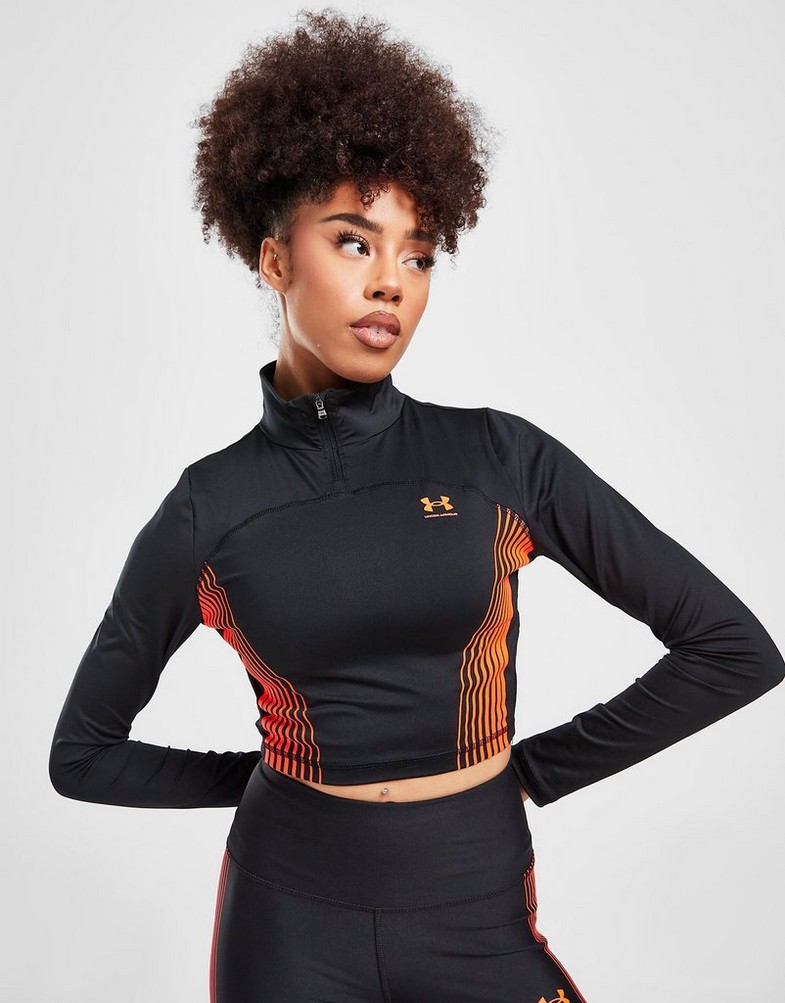 UNDER ARMOUR BEZRĘKAWNIK HEATGEAR CROP 1/4 ZIP TOP 1369360-001 Czarny