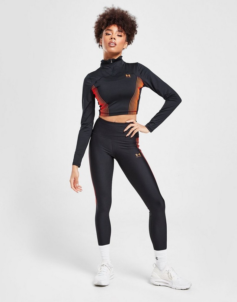 UNDER ARMOUR BEZRĘKAWNIK HEATGEAR CROP 1/4 ZIP TOP 1369360-001 Czarny