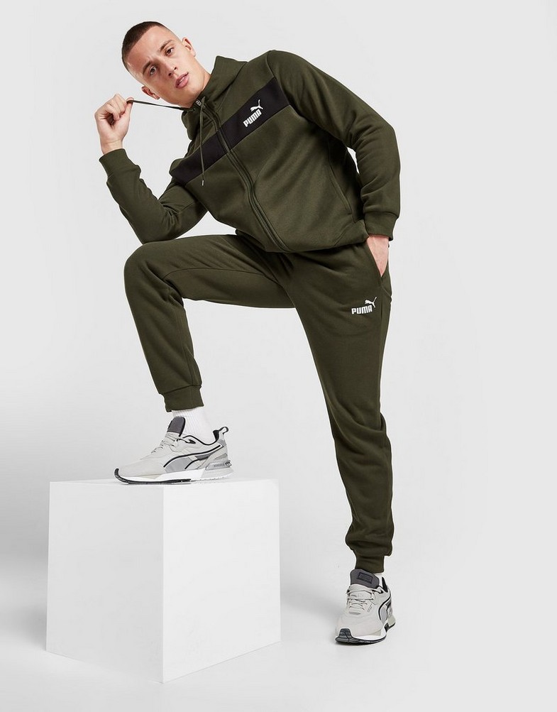Komplet dresowy męski PUMA DRES CORE FULL ZIP PANEL TRACKSUIT 53412801 Zielony