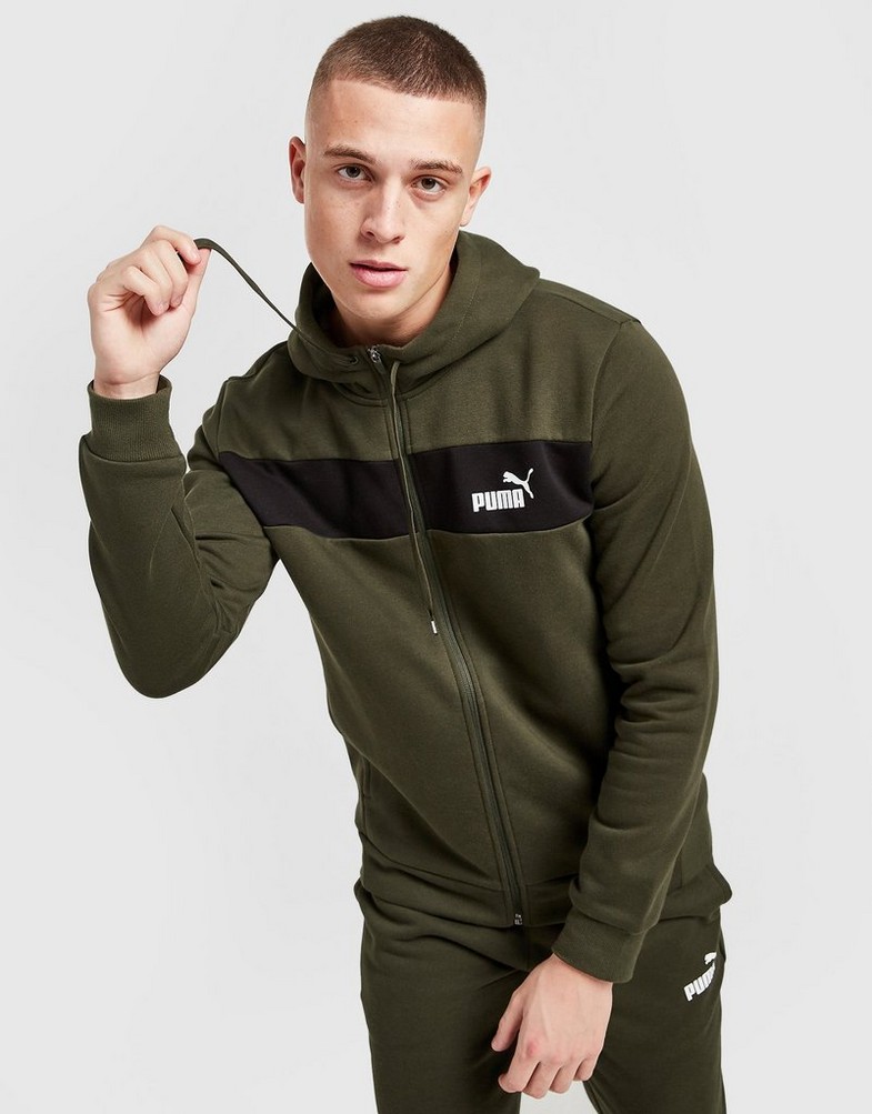 Komplet dresowy męski PUMA DRES CORE FULL ZIP PANEL TRACKSUIT 53412801 Zielony