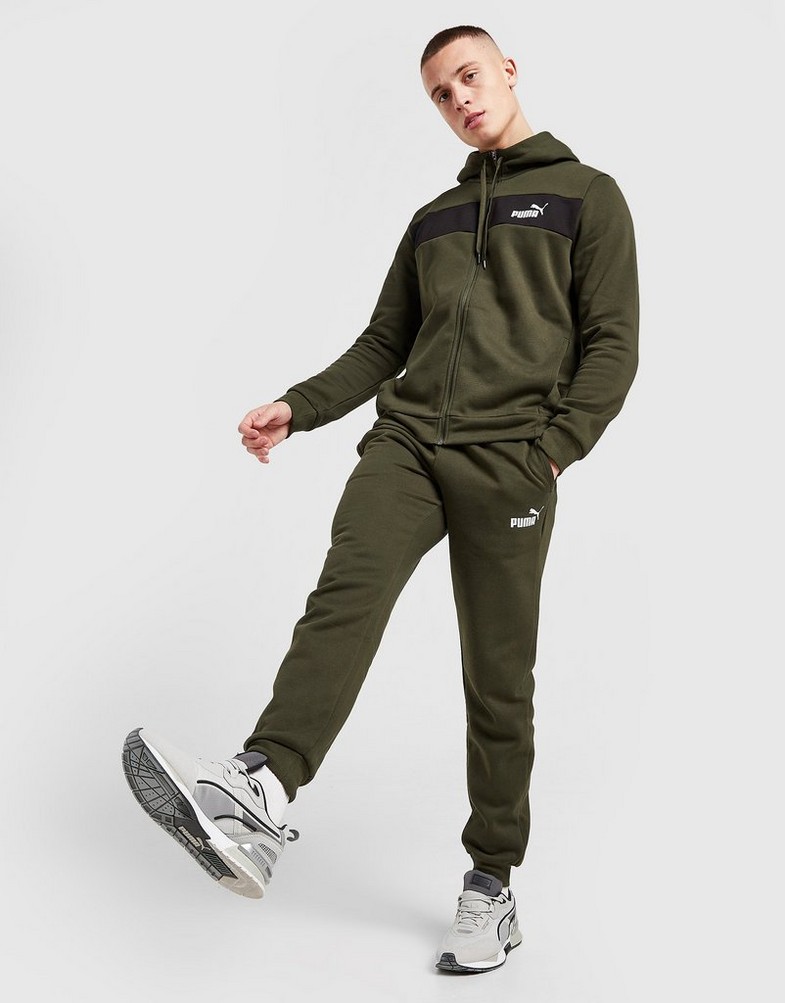 Komplet dresowy męski PUMA DRES CORE FULL ZIP PANEL TRACKSUIT 53412801 Zielony