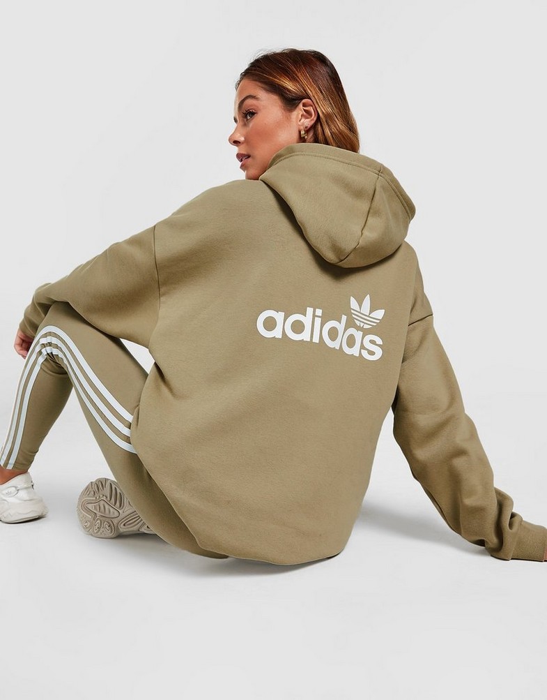 Bluza damska ADIDAS BLUZA Z KAPTUREM 3-STRIPES LINEAR OVERHEAD HB6039 Khaki