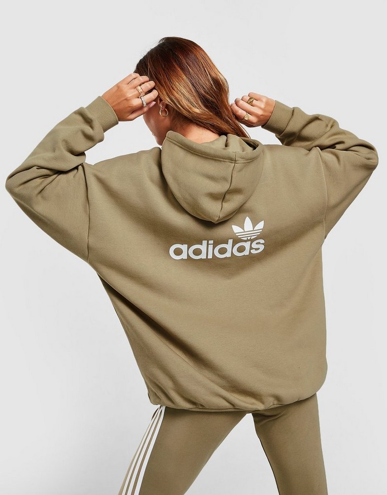 Bluza damska ADIDAS BLUZA Z KAPTUREM 3-STRIPES LINEAR OVERHEAD HB6039 Khaki