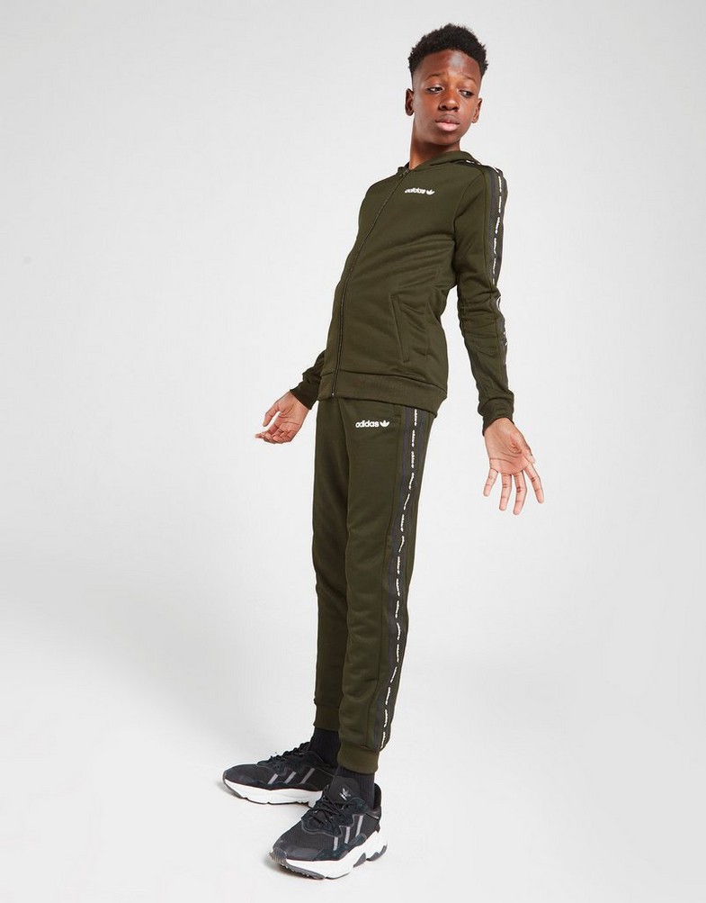 ADIDAS 3 STRIPES TAPE POLY TRACK PANTS JUNIOR HF9720 Khaki