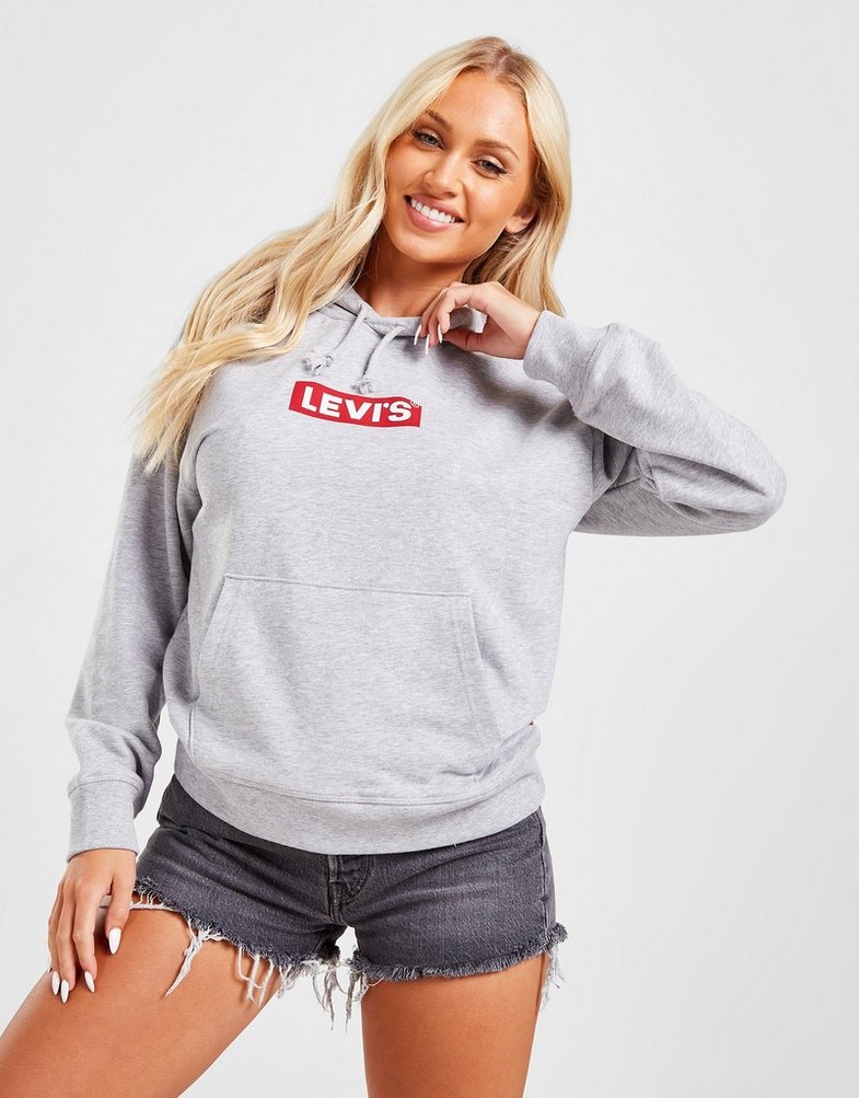 Bluza damska LEVI'S Z KAPTUREM BOX TAB HOODIE A26400018 Szary