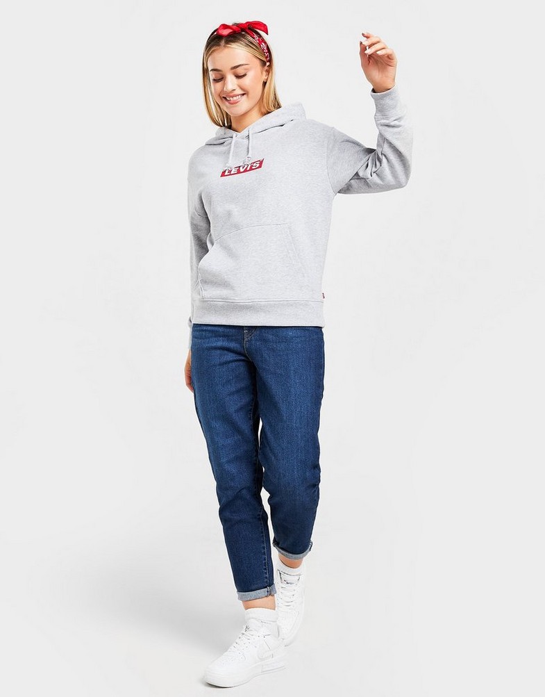 Bluza damska LEVI'S Z KAPTUREM BOX TAB HOODIE A26400018 Szary