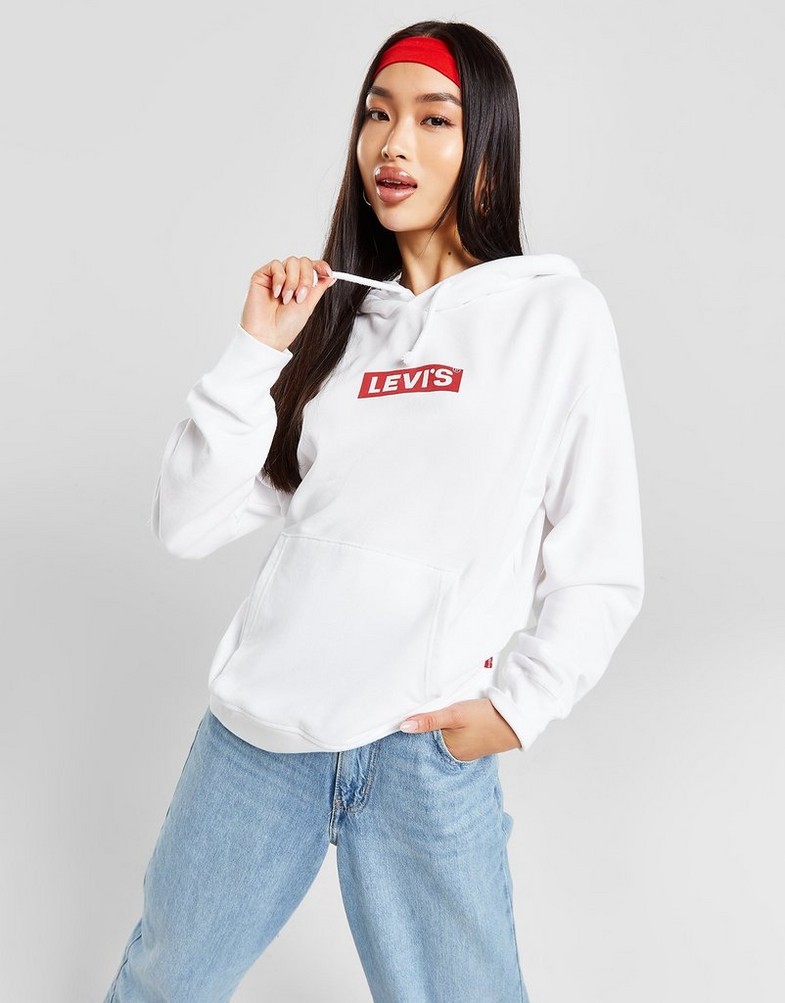Bluza damska LEVI'S BLUZA Z KAPTUREM BOXTAB HOOD WHT/RED A2640-0017 Biały
