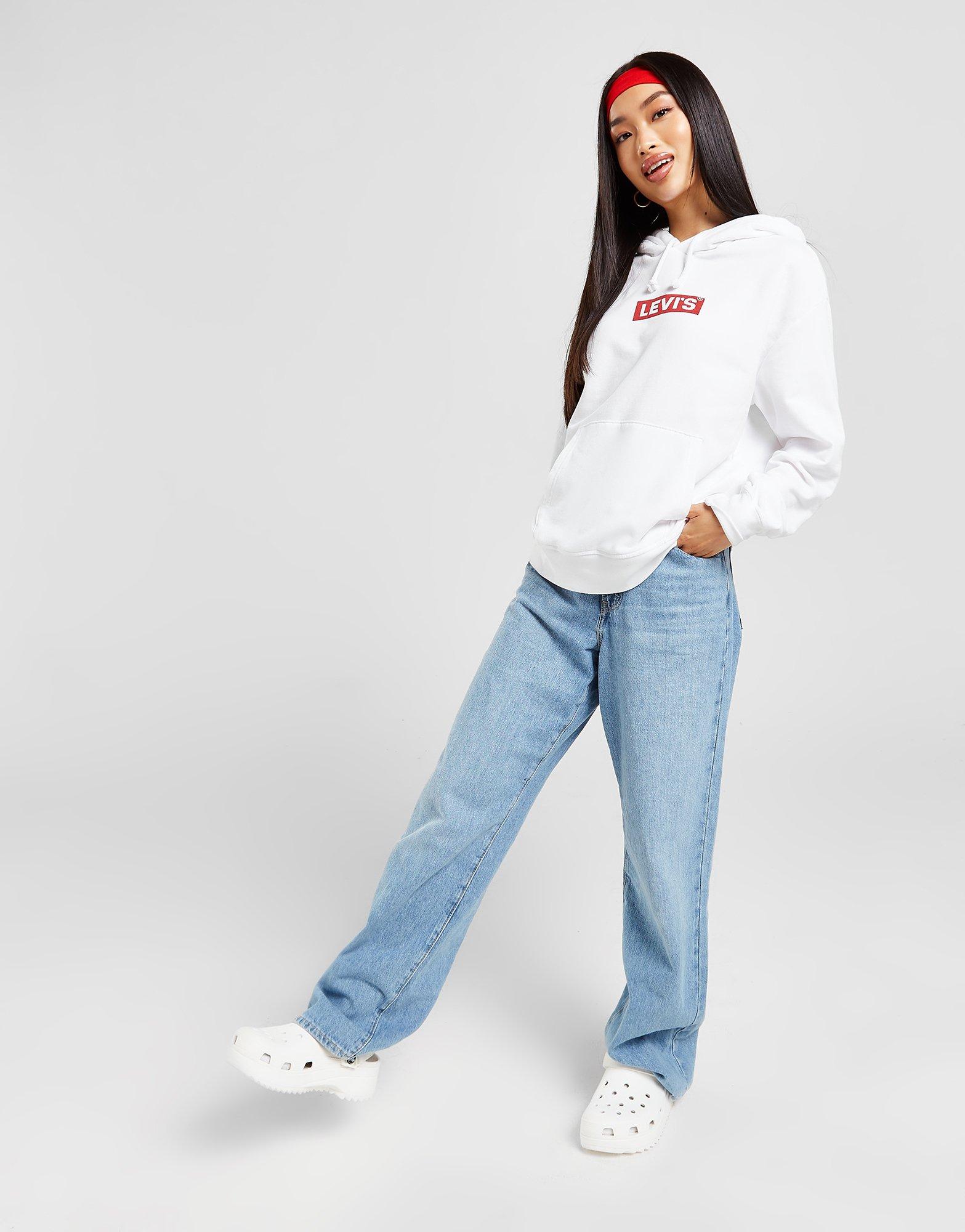 Dámska mikina LEVI'S MIKINA S KAPUCŇOU BOXTAB HOOD WHT/RED A2640-0017 Biela