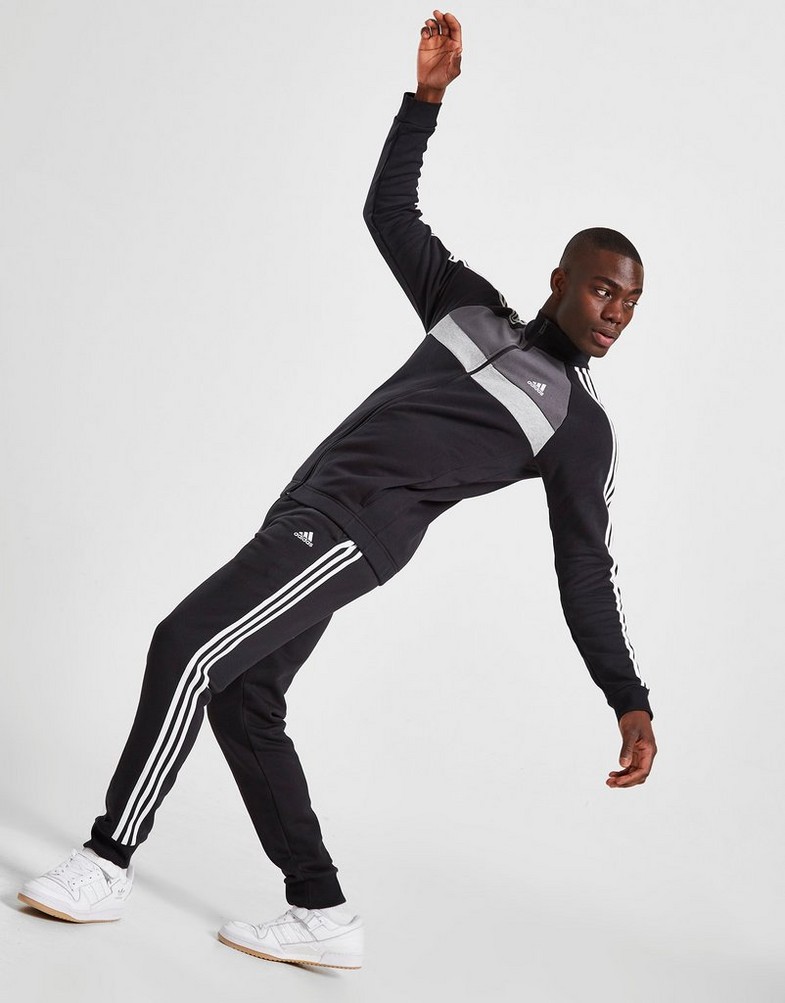 Pánska tepláková súprava ADIDAS BADGE OF SPORT BLOCK FLEECE TRACKSUIT  HG2154 Čierna