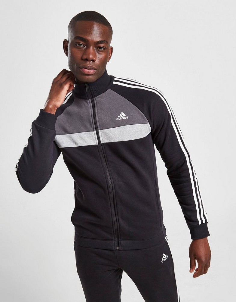 Pánska tepláková súprava ADIDAS BADGE OF SPORT BLOCK FLEECE TRACKSUIT  HG2154 Čierna