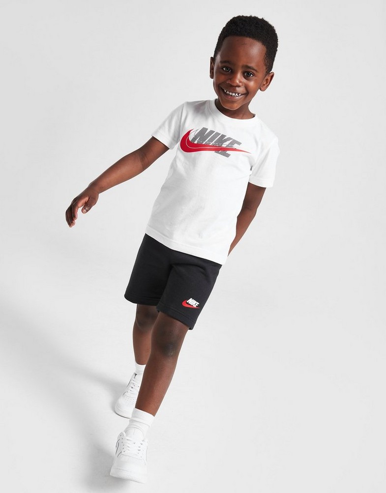 Koszulka, t-shirt dziecięcy NIKE T-SHIRT DOUBLE SWOOSH T-SHIRT/SHORTS SET C 86J416023 Czarny