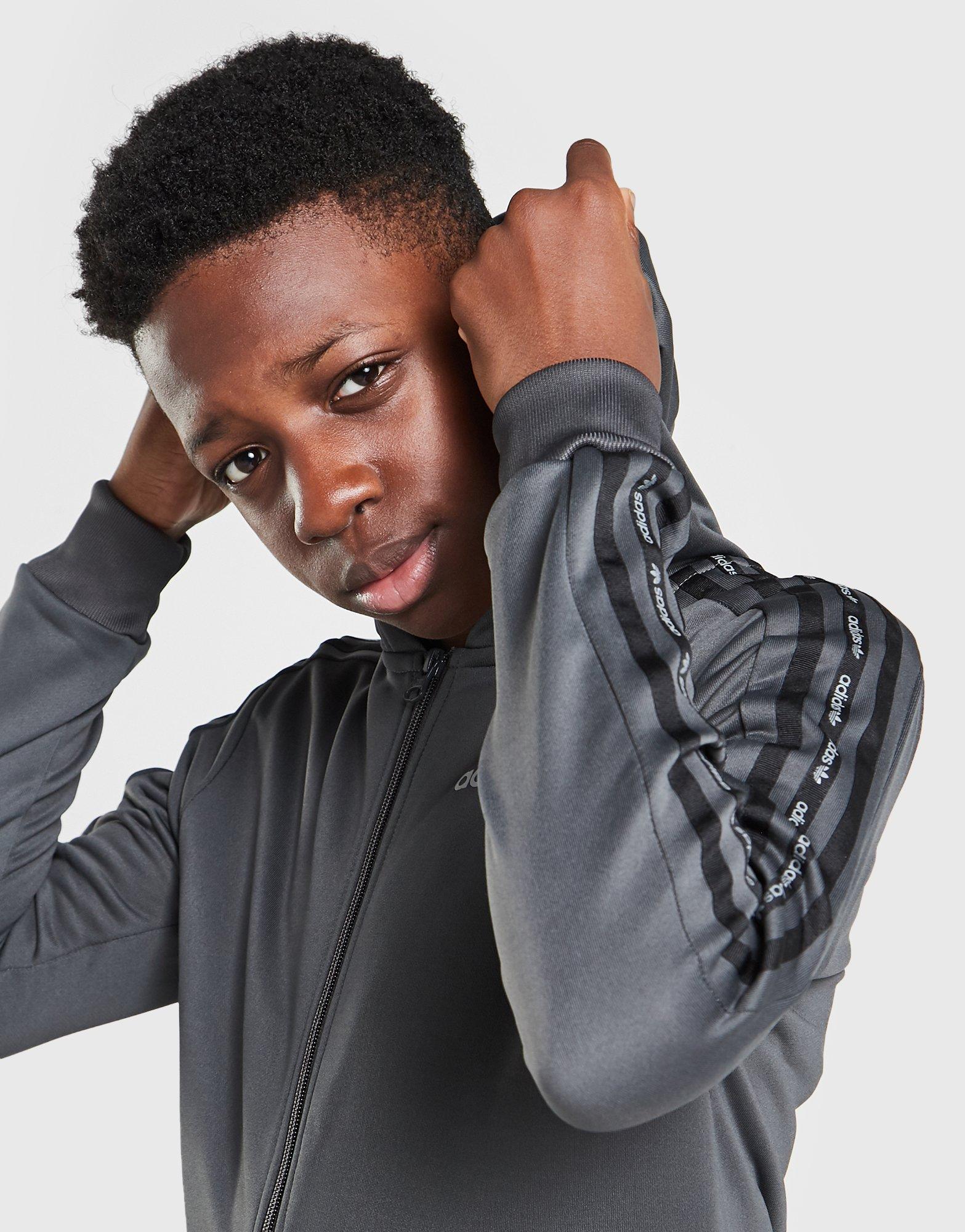 Detská mikina ADIDAS FZ TAPE HD POL DGRY  HF9719 Sivá