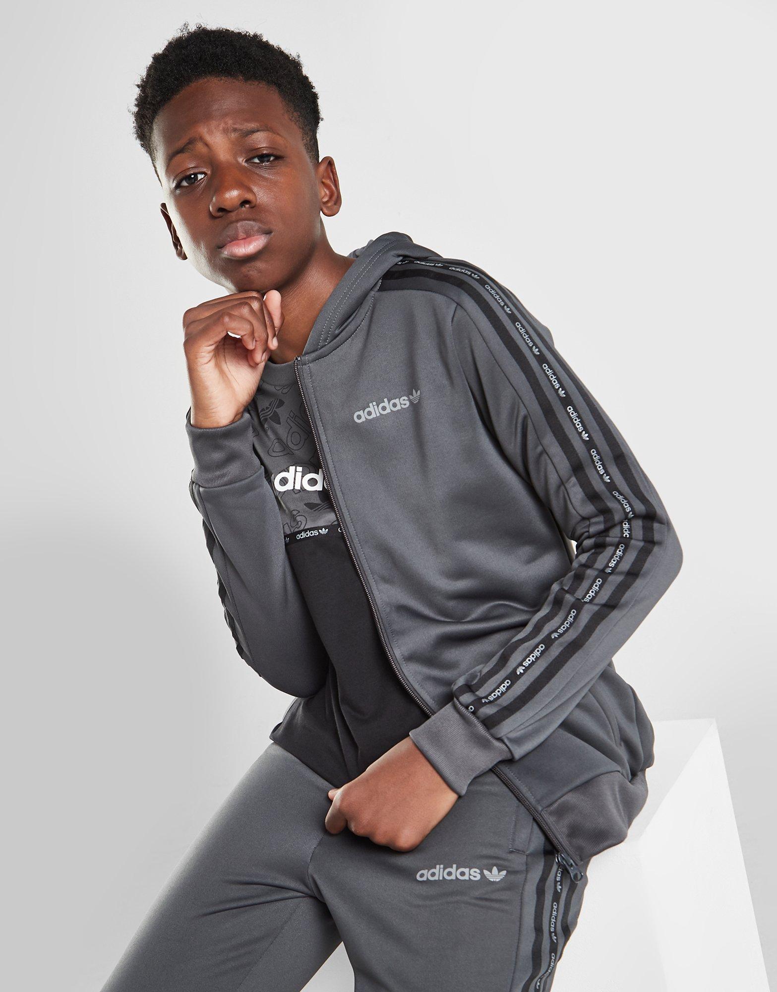 Detská mikina ADIDAS FZ TAPE HD POL DGRY  HF9719 Sivá