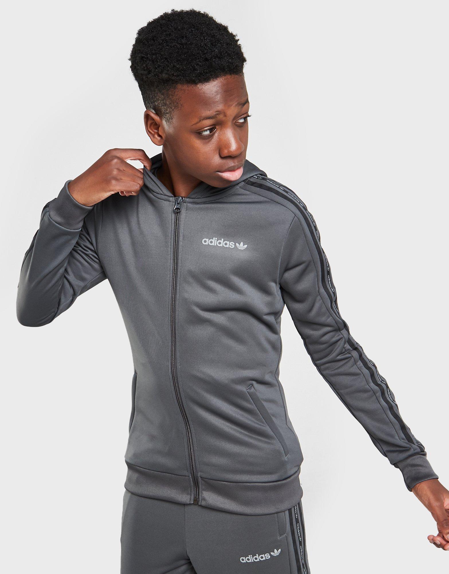 Detská mikina ADIDAS FZ TAPE HD POL DGRY  HF9719 Sivá