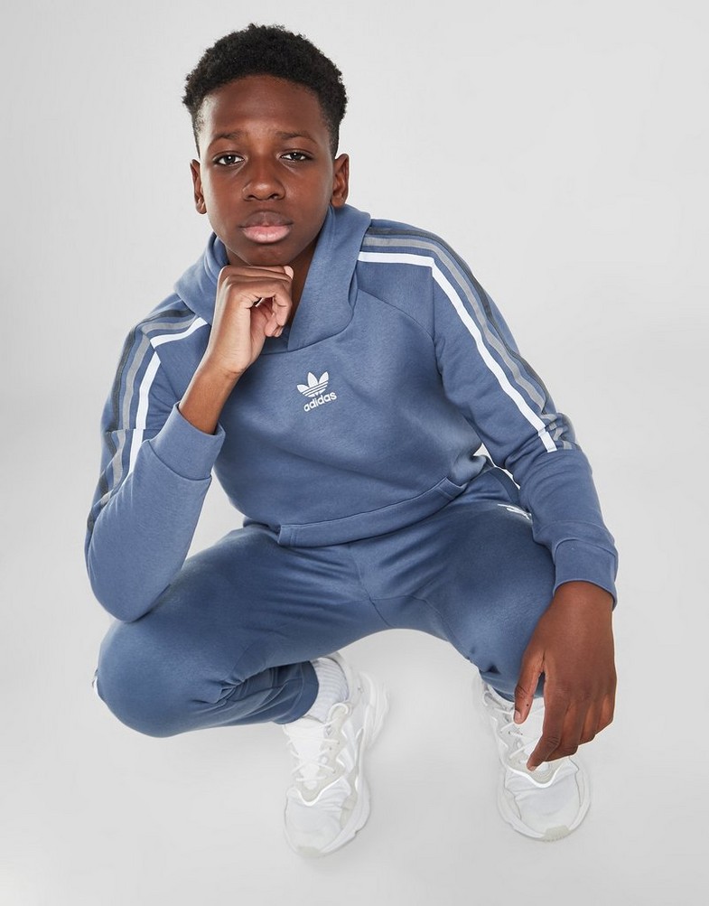 Detská mikina ADIDAS MIKINA S KAPUCŇOU OVERHEAD TRI STRIPE HF2646 Modrá