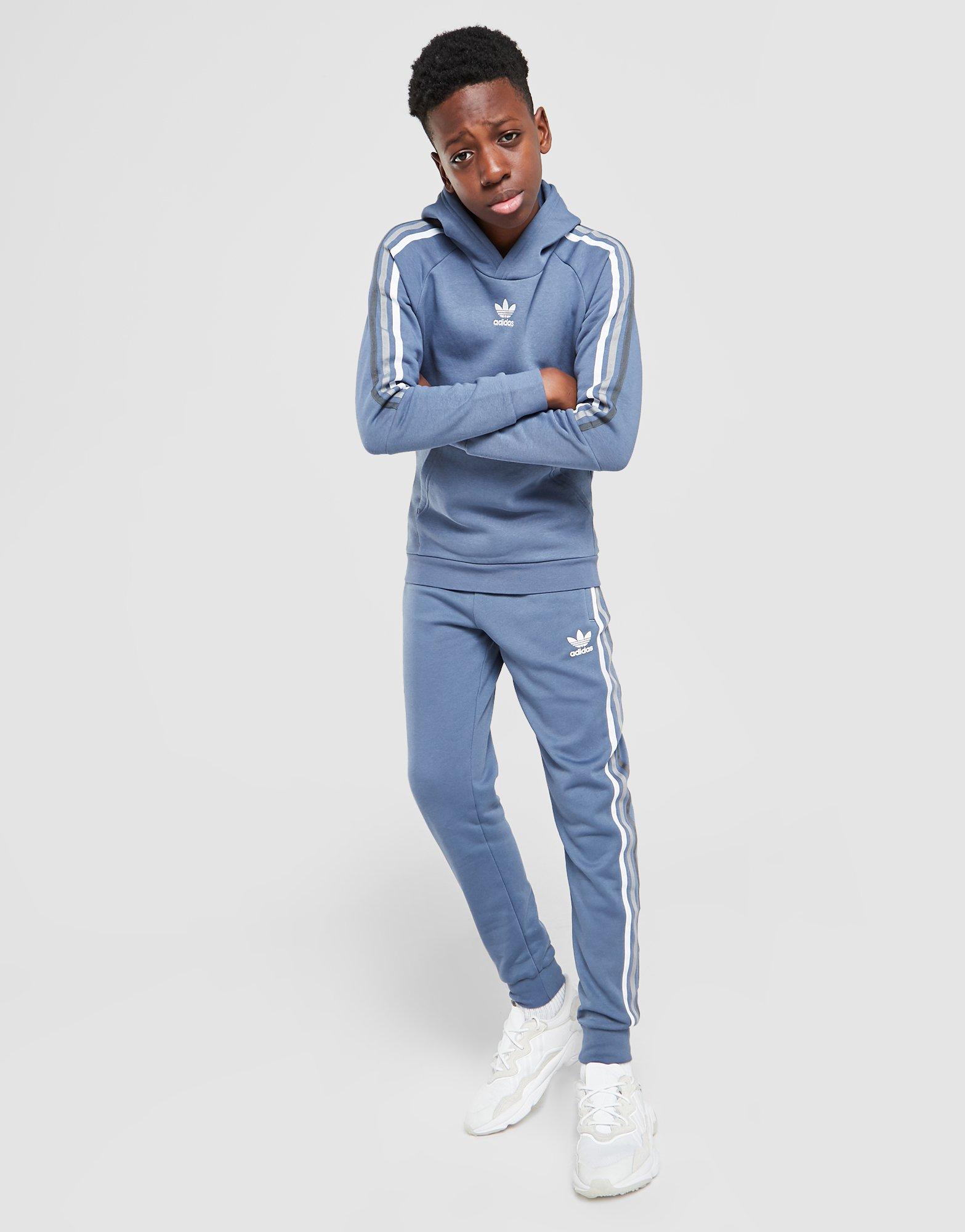 Detská mikina ADIDAS MIKINA S KAPUCŇOU OVERHEAD TRI STRIPE HF2646 Modrá