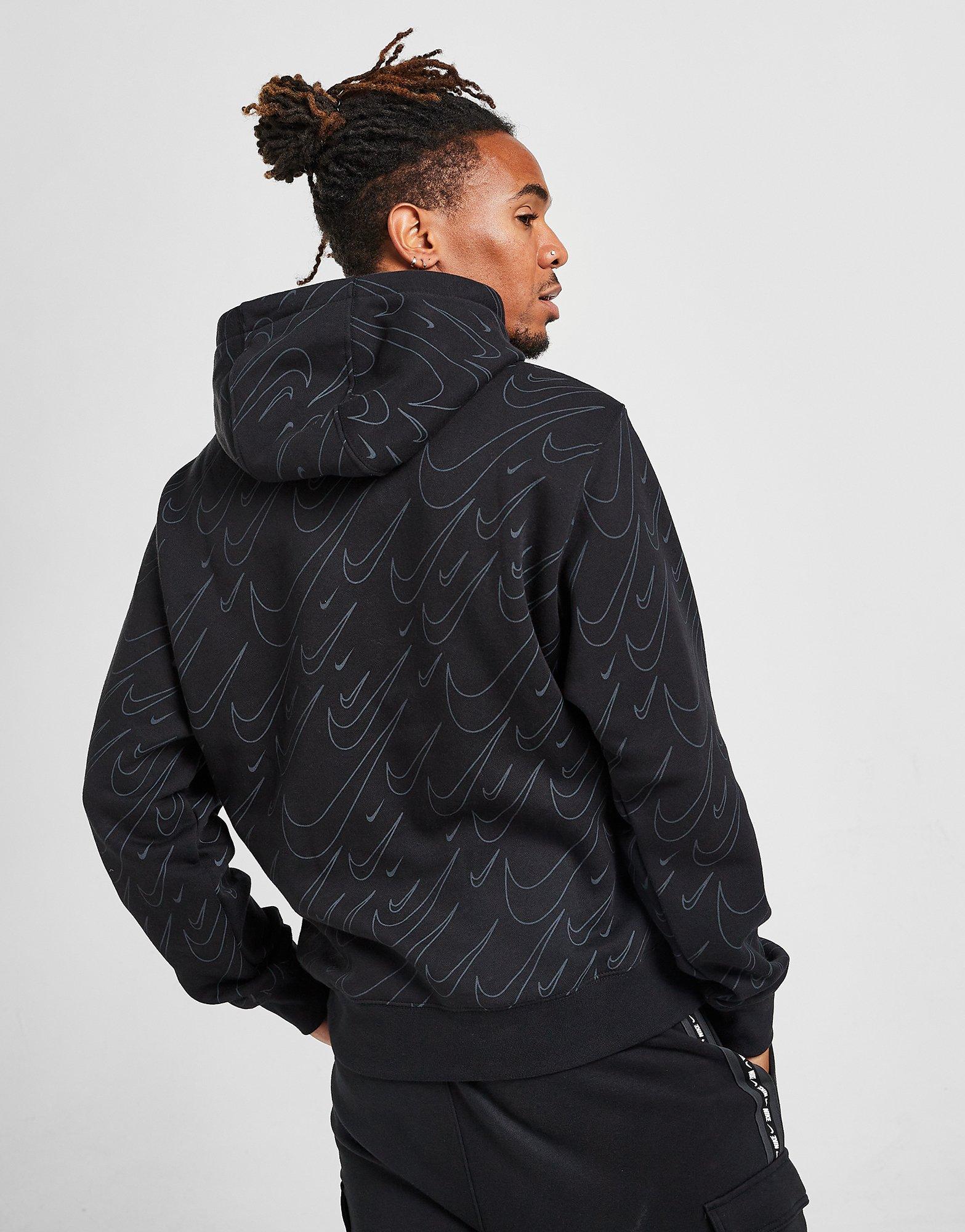 Bluză pentru bărbați NIKE BLUZĂ CU GLUGĂ ALL OVER PRINT SWOOSH HOODIE DR9278010 Negru