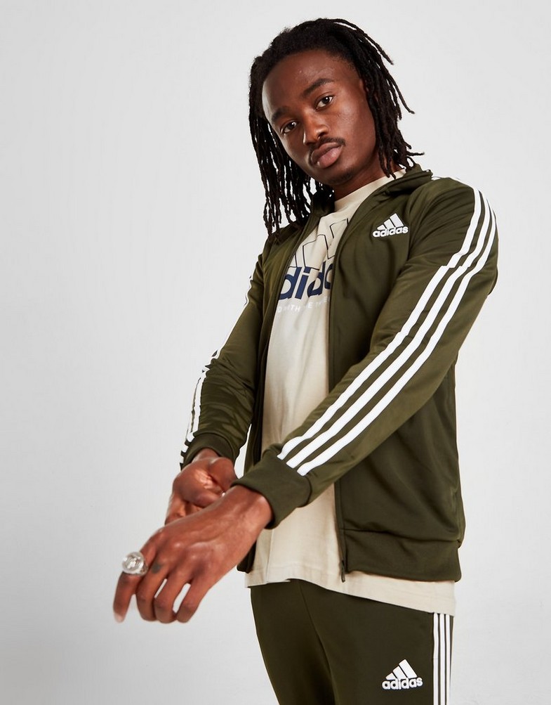 Bluza męska ADIDAS BLUZA ROZPINANA BADGE OF SPORT 3-STRIPES HE0320T Zielony