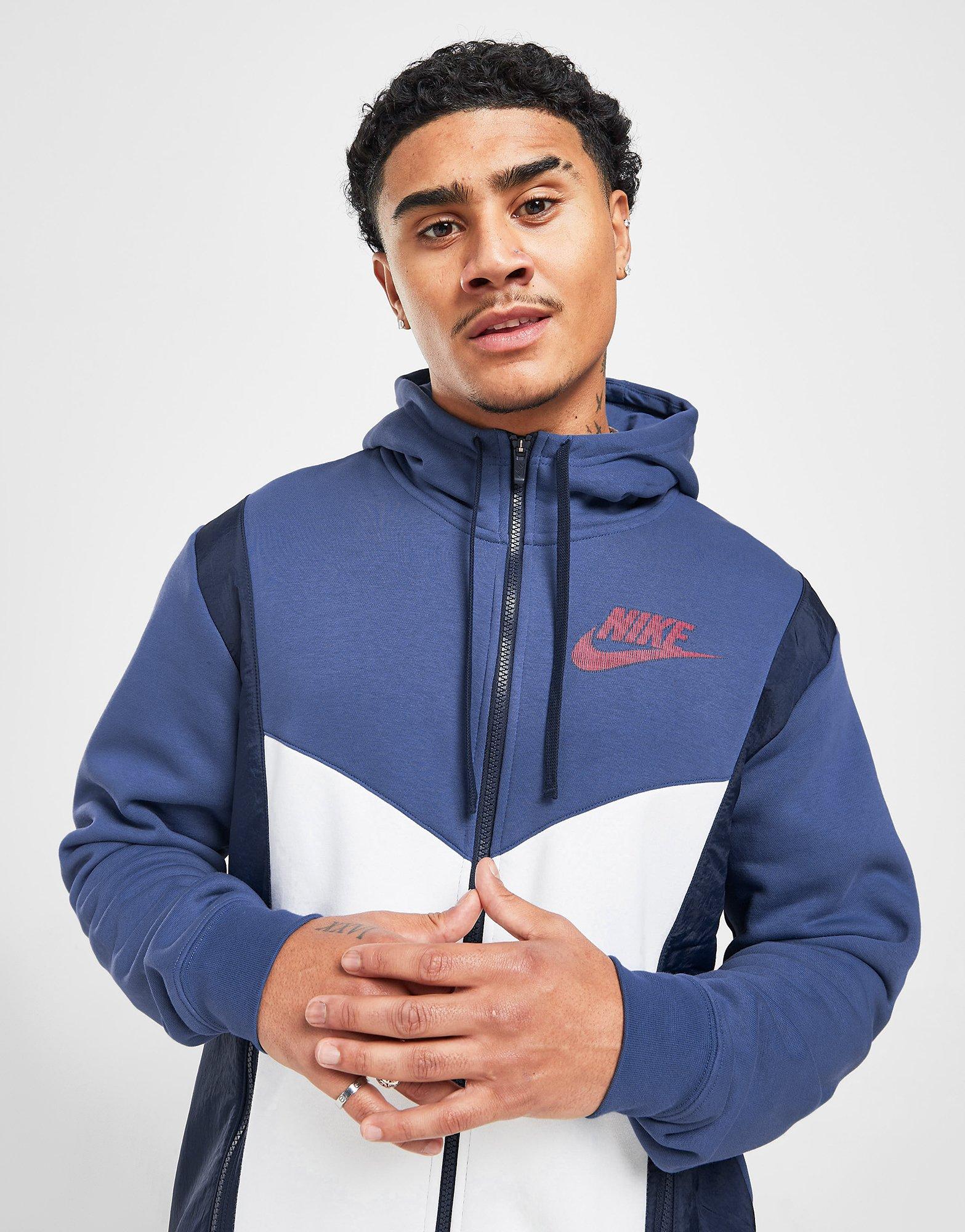 Pánska mikina NIKE MIKINA S KAPUCŇOU HYBRID FULL ZIP HOODIE DO7228-410 Tmavomodrá