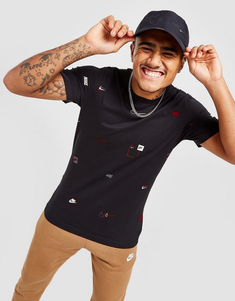 Koszulka, t-shirt męski NIKE T-SHIRT ALL OVER PRINT LOGO T-SHIRT DN5246-010 Czarny
