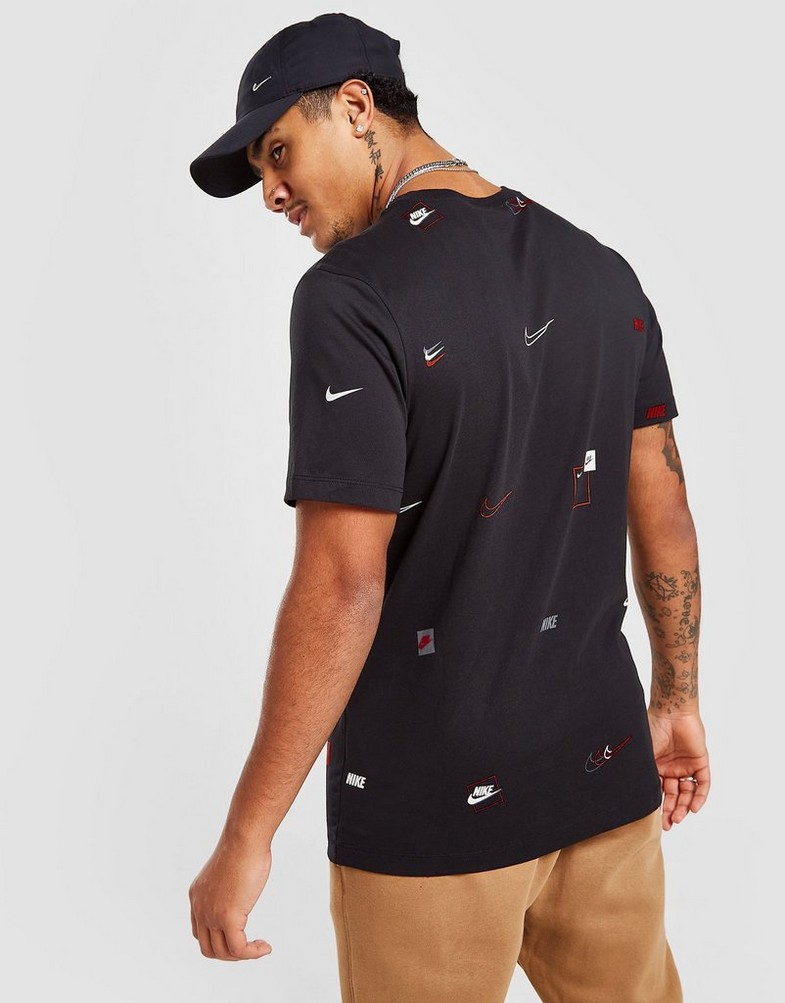 Koszulka, t-shirt męski NIKE T-SHIRT ALL OVER PRINT LOGO T-SHIRT DN5246-010 Czarny