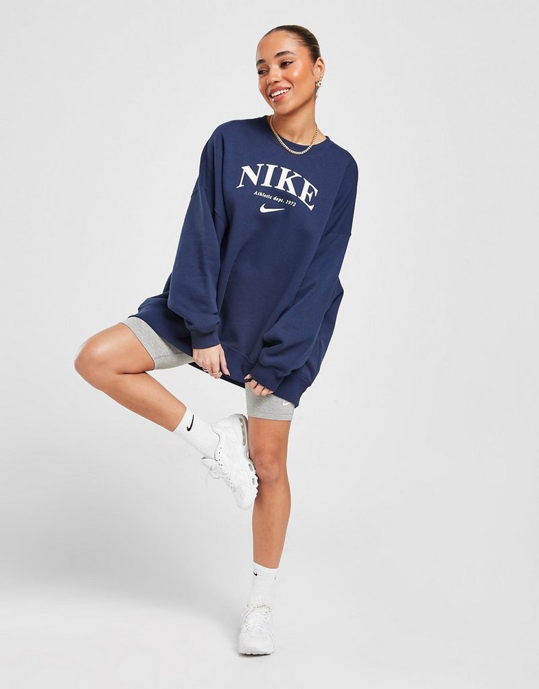Bluză pentru femei NIKE BLUZĂ VARSITY BOYFRIEND CREW SWEATSHIRT DQ5106-410 Bleumarin