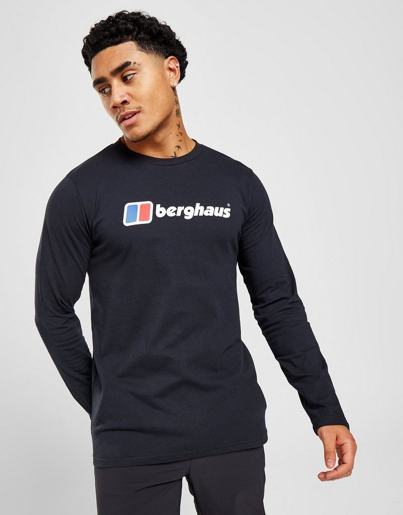 Koszulka, t-shirt męski BERGHAUS DŁUGI RĘKAW LARGE LOGO LONG SLEEVE T-SHIRT 4A001109BP6 Czarny