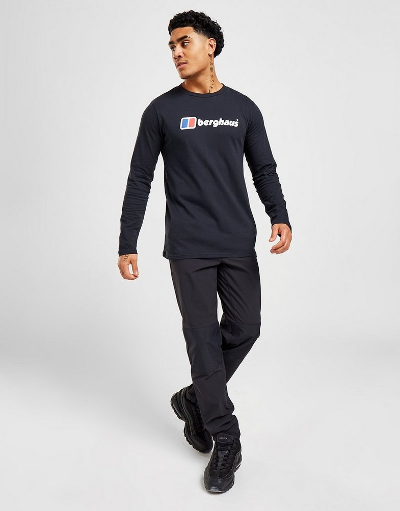 Koszulka, t-shirt męski BERGHAUS DŁUGI RĘKAW LARGE LOGO LONG SLEEVE T-SHIRT 4A001109BP6 Czarny