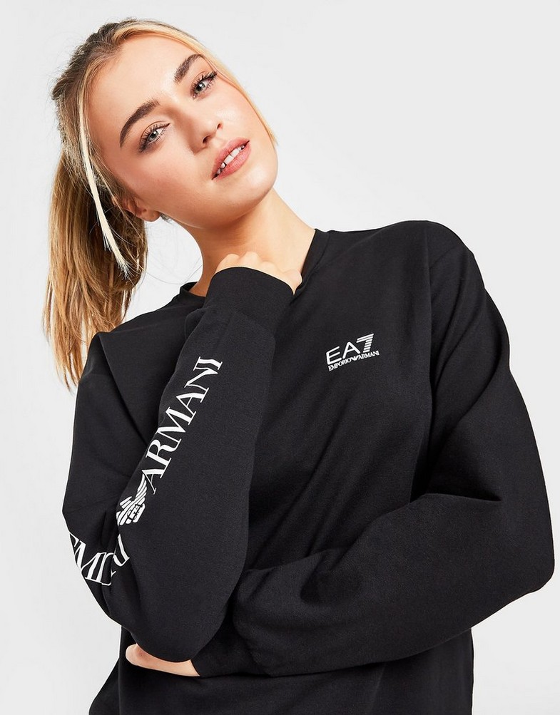 Bluza damska EMPORIO ARMANI Z KAPTUREM SLEVE LOGO CREW SWEATSHIRT 3LTMW1TJ5FZ1200 Czarny