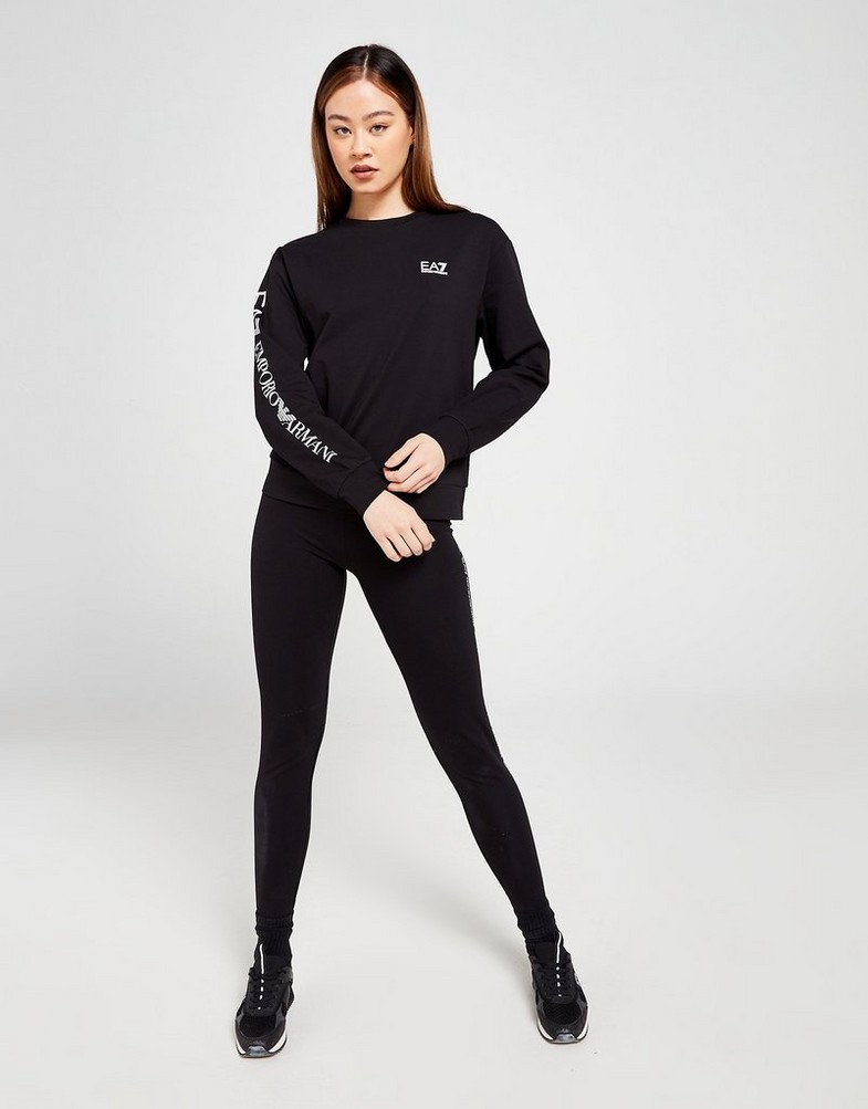 Bluza damska EMPORIO ARMANI Z KAPTUREM SLEVE LOGO CREW SWEATSHIRT 3LTMW1TJ5FZ1200 Czarny