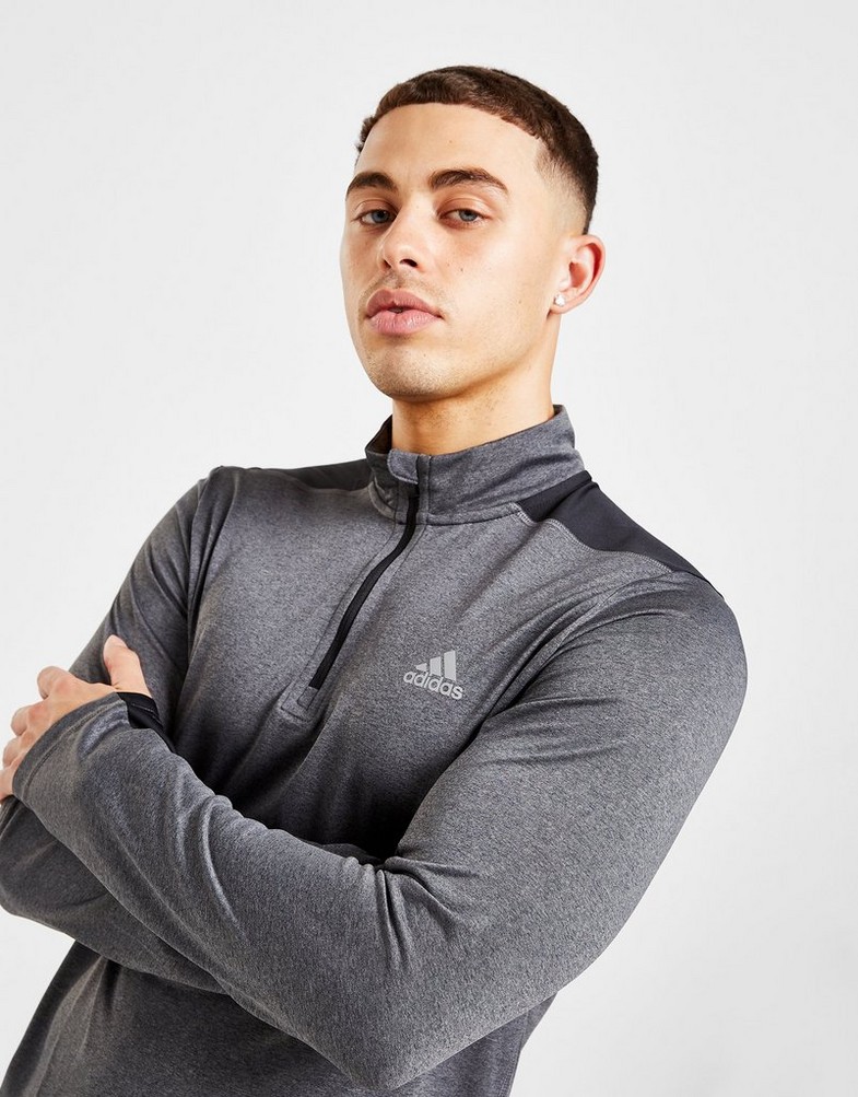 Koszulka, t-shirt męski ADIDAS DŁUGI RĘKAW TECH 1/2 ZIP TRACK TOP HI3498 Szary