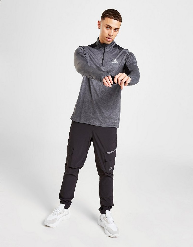 Koszulka, t-shirt męski ADIDAS DŁUGI RĘKAW TECH 1/2 ZIP TRACK TOP HI3498 Szary