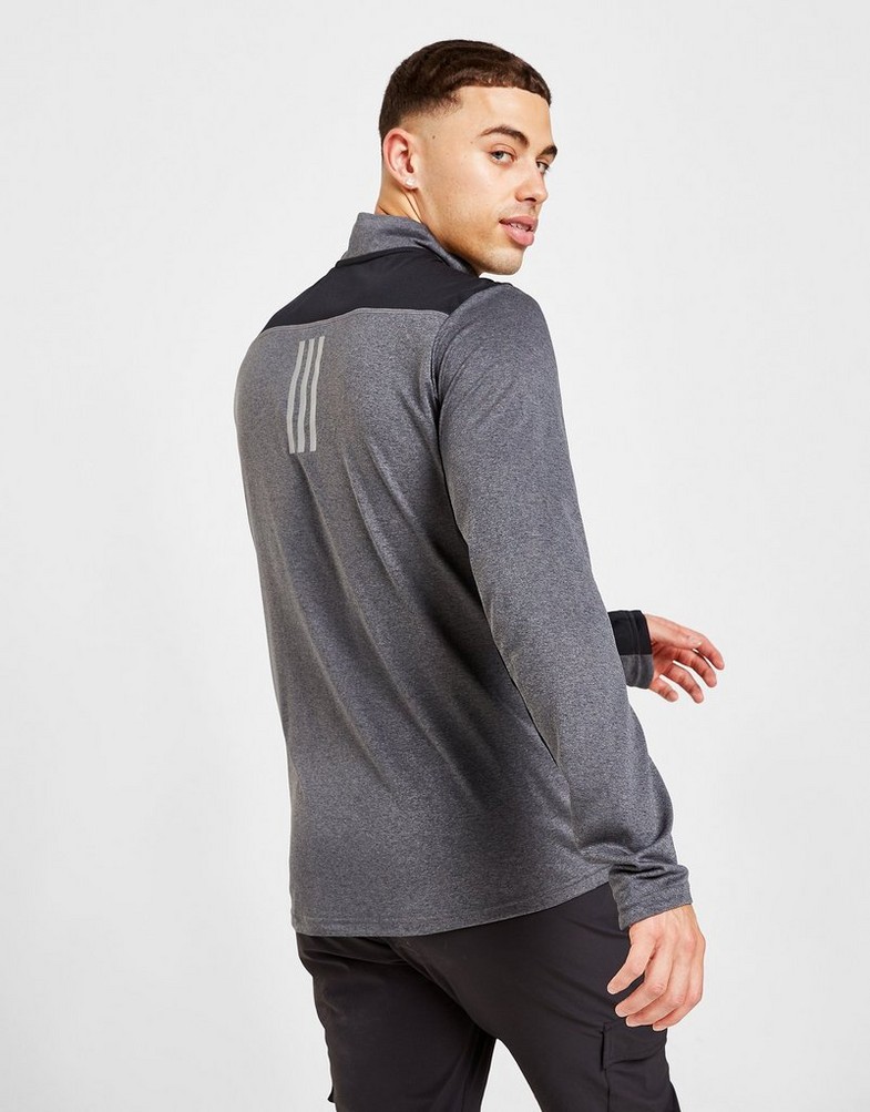 Koszulka, t-shirt męski ADIDAS DŁUGI RĘKAW TECH 1/2 ZIP TRACK TOP HI3498 Szary