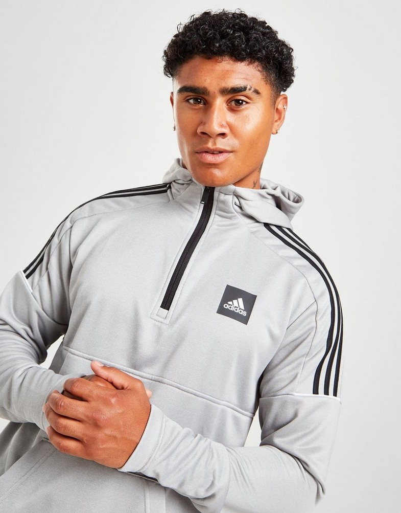 Bluza męska ADIDAS Z KAPTUREM MATCH 1/2 ZIP FOOTBALL HOODIE HI1162 Szary