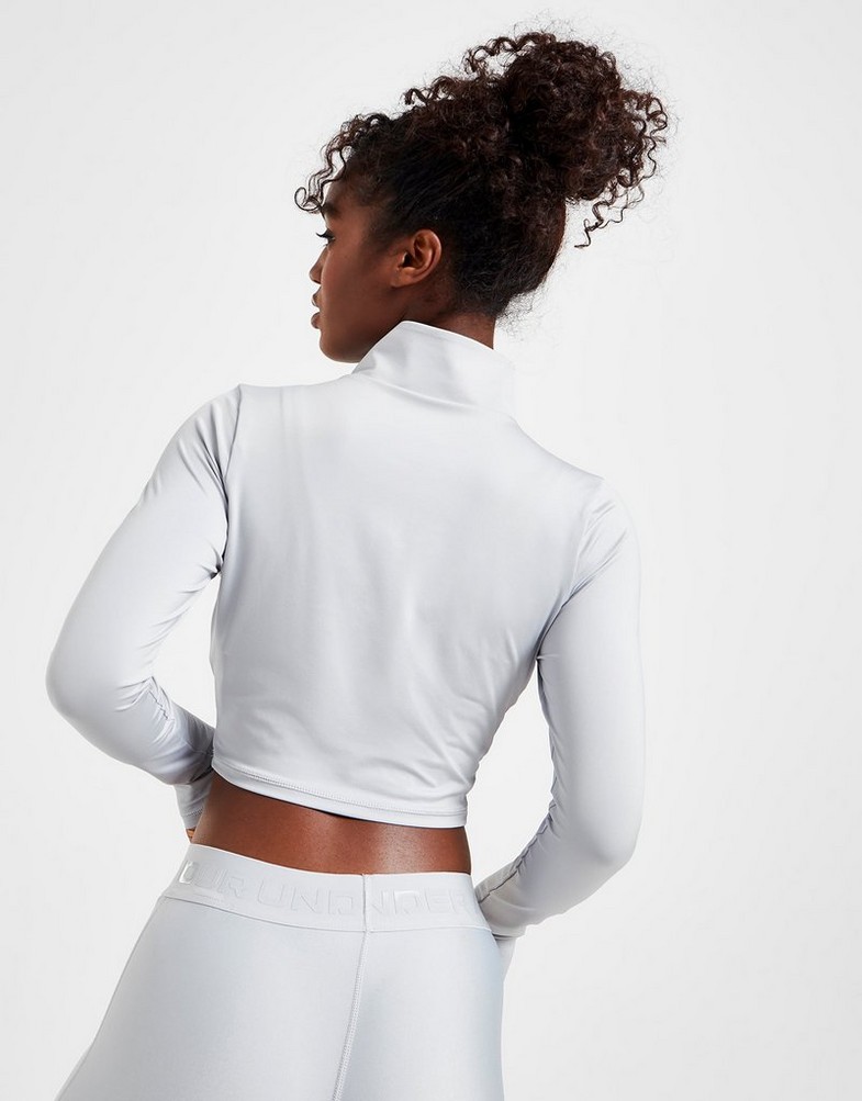UNDER ARMOUR BEZRĘKAWNIK SHINE 1/4 ZIP CROP TOP 1371636-011 Szary