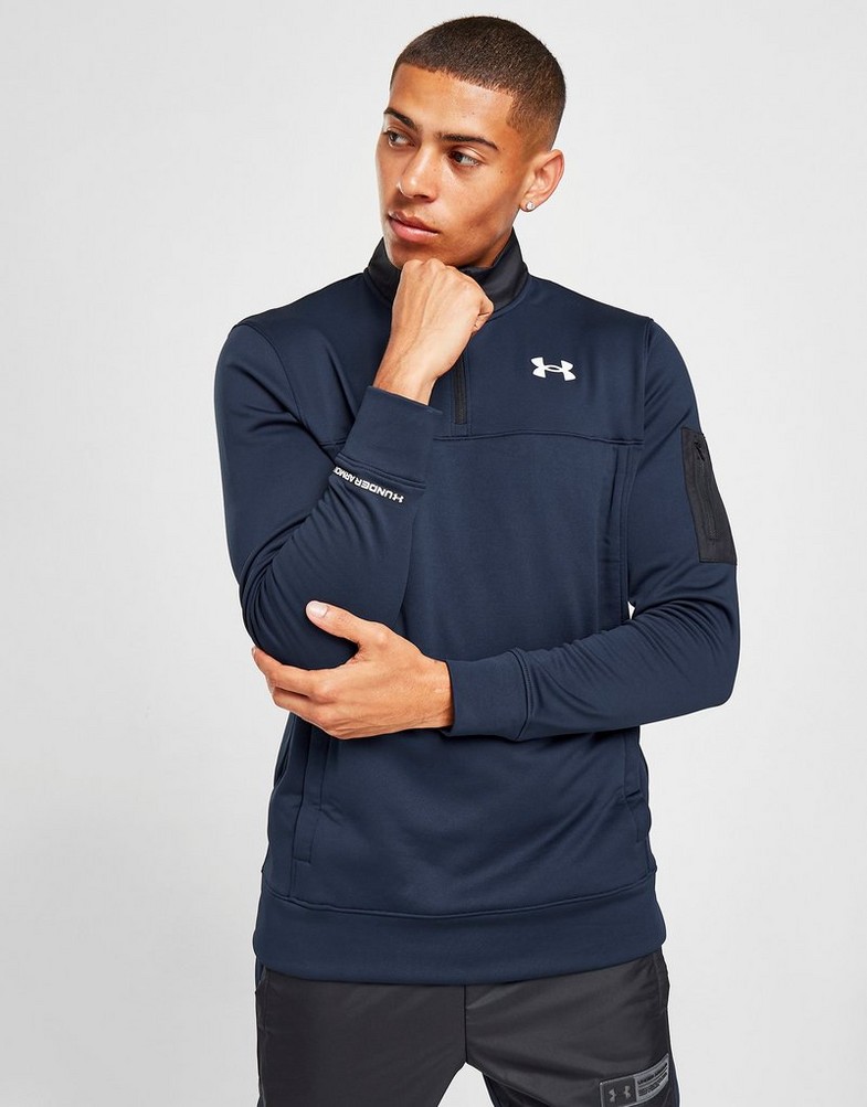 Bluza męska UNDER ARMOUR UA ARMOUR FLEECE 1/2 ZIP TRACK TOP 1372792-408 Granatowy