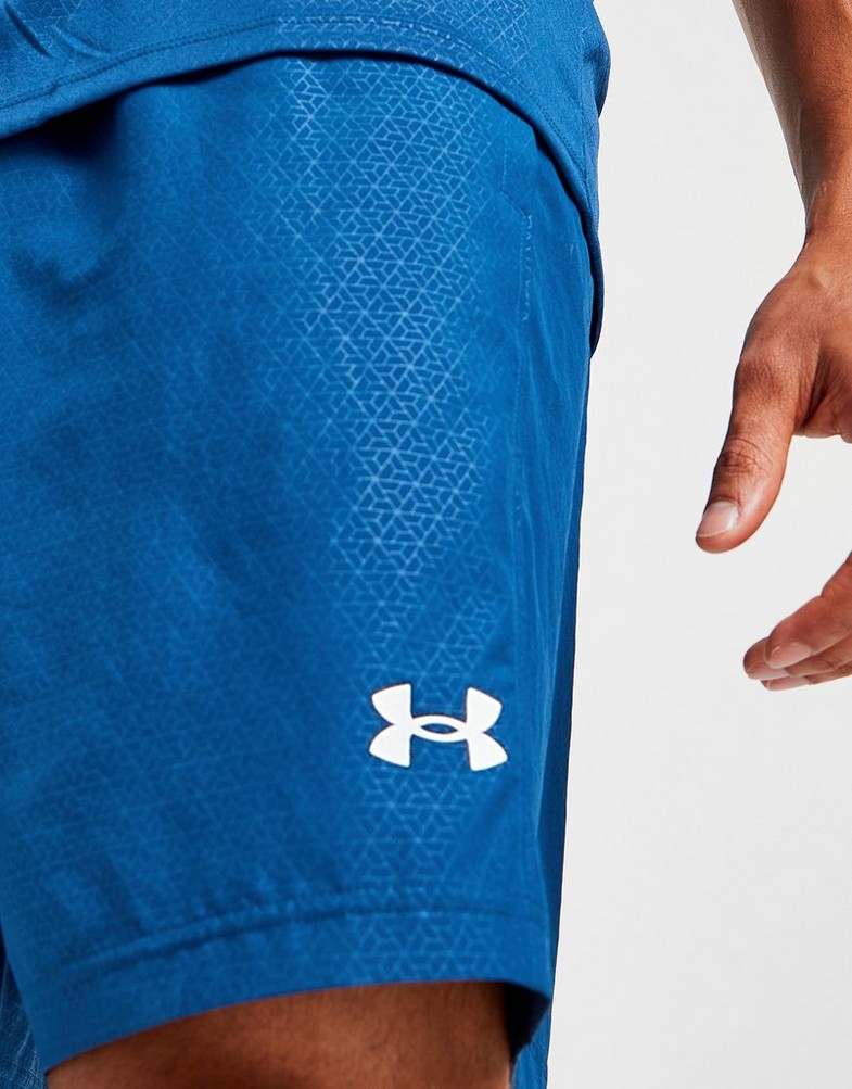 Krótkie spodenki, szorty męskie UNDER ARMOUR SZORTY WOVEN EMBOSS SHORTS 1372528-458 Niebieski