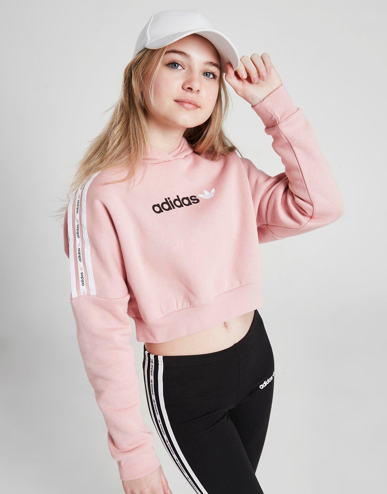 Adidas originals side clearance tape cropped sweatshirt pink