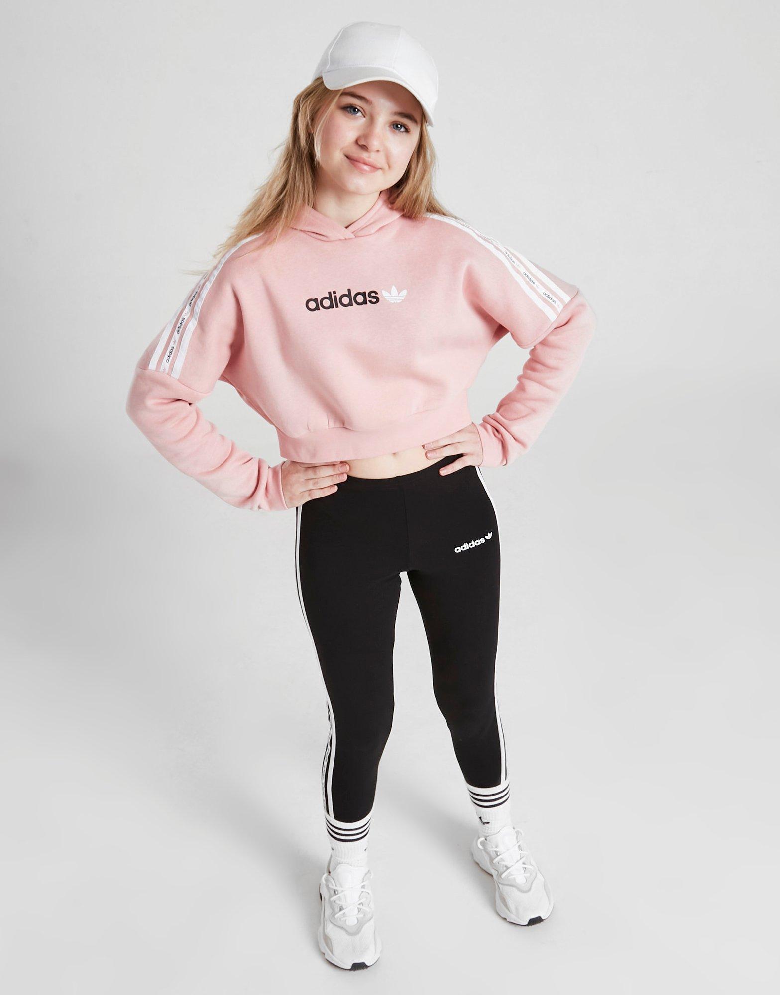 Detská mikina ADIDAS GIRLS' 3 STRIPES TREFOIL CROP HOODIE  HG3145 Ružová