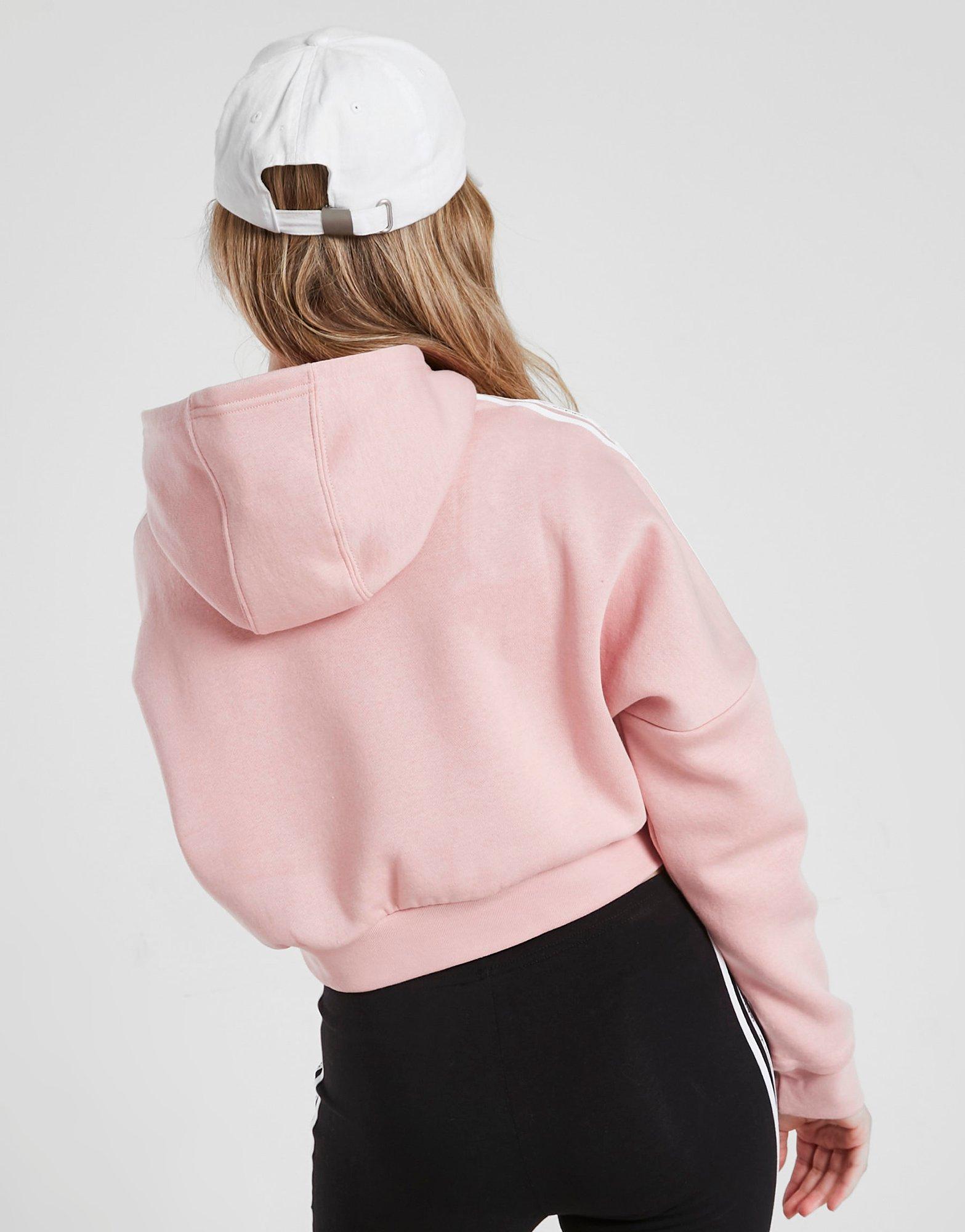Detská mikina ADIDAS GIRLS' 3 STRIPES TREFOIL CROP HOODIE  HG3145 Ružová