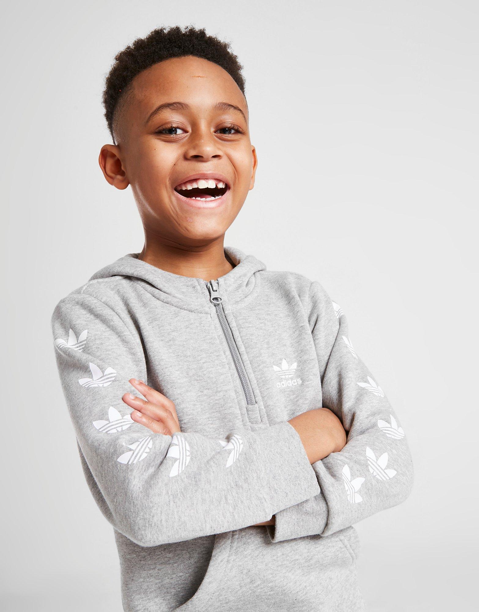 Vaikiški sportiniai kostiumai ADIDAS TRENINGAS REPEAT TREFOIL   1/4 ZIP HOODIE TRACKSU HP1308 Pilka