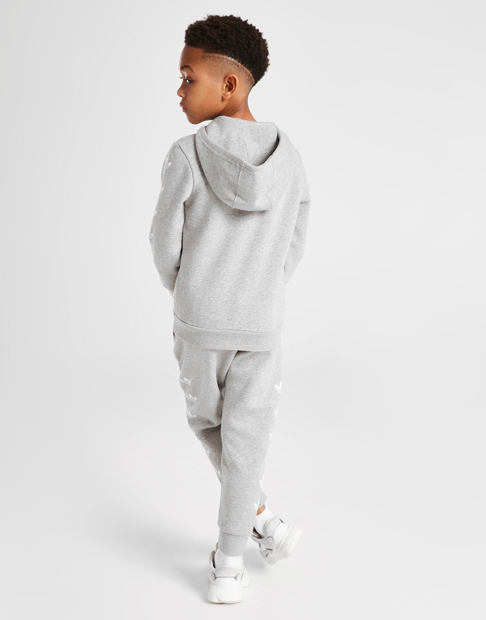 Vaikiški sportiniai kostiumai ADIDAS TRENINGAS REPEAT TREFOIL   1/4 ZIP HOODIE TRACKSU HP1308 Pilka