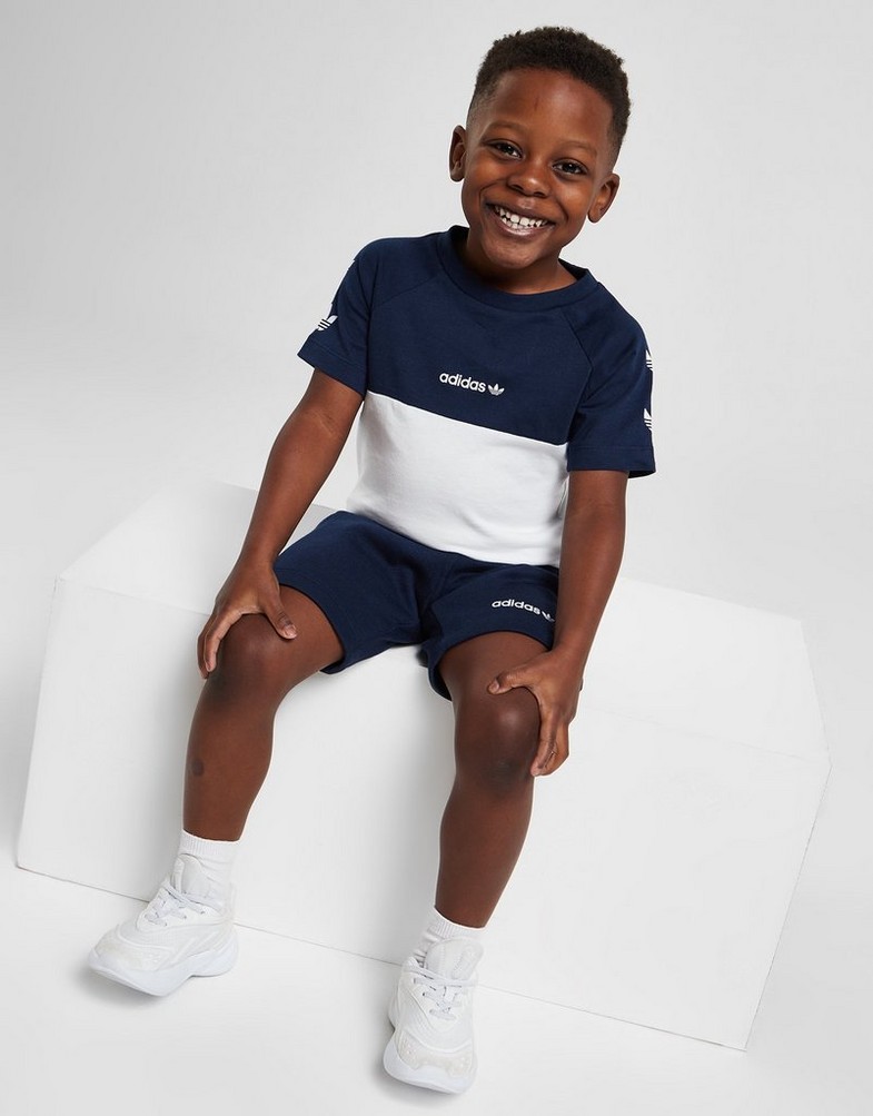 Detské tričko ADIDAS TRIČKO REPEAT TREFOIL T-SHORT/SHORTS SET HG3142 Tmavomodrá